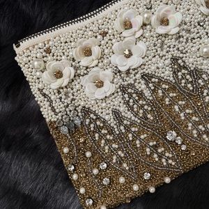 Anthropologie Floral Beaded Clutch